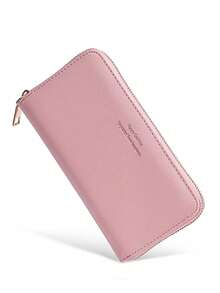 男女通用长款卡包大容量银行卡套长款钱包简约卡包长款手拿包男士钱包迷你钱包钱包小钱包卡包现金钱包旅行必备 - 粉色 - 查看 4