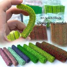 8pcs Miniature Imitation Shrub Strips, 20cm Long Sponge Shrub Strips, Sandbox Model Grass Strips, Garden Landscaping Greenery DIY Materials, Gardening - Multicolor - View 1