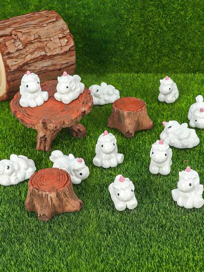 10/20个可爱迷你树脂独角兽微景观装饰品，卡通白色独角兽动物摆件，适用于DIY仙境花园、玻璃容器、盆栽植物装饰、微景观工艺品、园艺、汽车内饰、派对、生日礼物