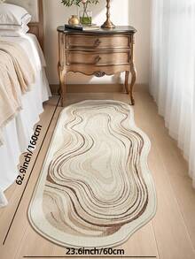 DAJIANG 1 件装米色不对称波浪边羊毛地毯，适用于浴室、厨房、户外、室内、走廊、卧室、客厅、床边，可机洗，易于清洁，底部防滑，适合卧室装饰、浴室装饰、房间装饰、户外装饰 - 彩色 - 查看 14