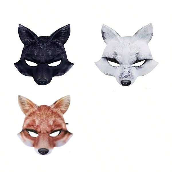 قناع ثعلب واحد لحفلات الزفاف والهالوين وحفلات الكرنفال والتنكر والتخفي كحيوان