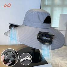 Solar Fan Cap, UV Resistant Outdoor Wide Brimmed Fisherman's Cap, With 180 ° Adjustable Fan, UPF50, USB And Solar Power Supply, Suitable For Beach, Camping, Outdoor, Fishing - A - Xem 15
