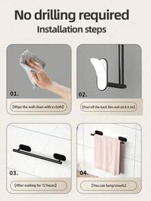 1个免钻孔不锈钢毛巾环，椭圆形毛巾架，浴室壁挂式毛巾架套装 - 查看 9