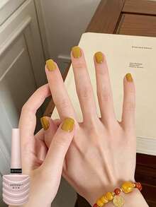HEFENNA Mustard Yellow Gel Nail Polish, A Fresh And Simple Nail Design, Suitable For All Occasions And Daily Commutes.(1 Pc) - Multicolor - View 2