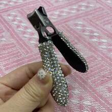 Rhinestone Stainless Steel Nail Clipper, Wide Jaw Sharp Labor-Saving, Thick Nails Toenails, Creative Home Nail Clipper - White - View 6