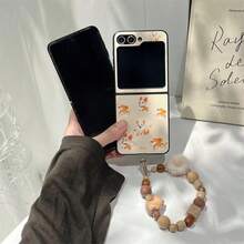 Heart-Shaped Puppy Leather Folding Phone Case With Chain, Suitable For Samsung Galaxy Z Flip3 5G/Galaxy Z Flip 4 5G/Galaxy Z Flip 5 5G/Galaxy Z Flip 6 5G/Galaxy Z Flip 7 5G, Cartoon Cute Folding Protective Cover - Multicolor - View 4