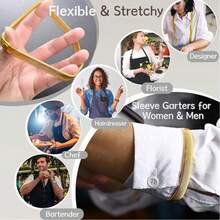 6pcs Unisex Sleeve Garters, Elastic Metal Sleeve Holders, Non-Slip Elastic Arm Bands To Fix Long Sleeve, Stretchable Armband (Silver, Gold, Black),Summer,Festival - 3 Colors - View 7