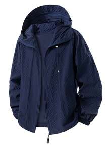 男士便携式可折叠防晒外套，海军蓝轻便透气亲肤外套 - 藍色 - 查看 2