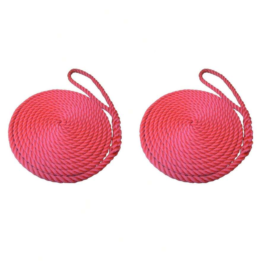BOATS MOORING ROPES 2 X 8 MTS OF 14MM RED SOFTLINE WARPS LINES - Multicolor - View 1