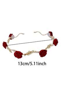 1件红色花朵金属奢华发箍，优雅头饰，适合日常佩戴，礼品 - 彩色 - 查看 5