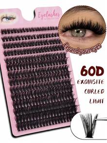 280 PCS , 60D Anime-Style Eyelash Clusters, C/D Type Curled And Mixed, 8-16 Mm Fine And Natural Lashes, DIY Cluster Pack, Individual False Eyelashes, Easy To Wear, Suitable For Everyday Makeup. Eyelashes, Cluster Lashes, Individual Lashes, Lashes, False Lashes. - View 3