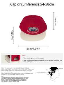 1顶多巴胺撞色平沿棒球帽，男女通用，四季皆宜，适合大头围，短帽檐嘻哈帽，滑板嬉皮风，创意配色大头围帽子 - 彩色 - 查看 2