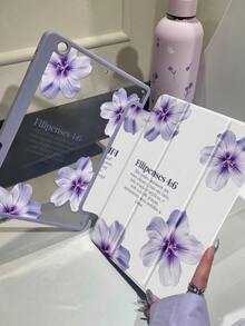 This Beautiful And Cute Cartoon Purple Flower Letter Double-Sided Acrylic Crystal Clear Back Cover Is Shock-Resistant And Durable, Suitable For IPad 7th, 8th And 10th Generation (10.2 Inch). It Has A Built-In Pen Slot, Supports Sleep/Wake Function And Multiple Folding Stand Modes, Making It An Ideal Gift Choice. - Multicolor - View 5