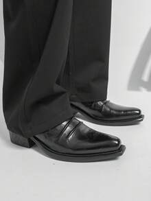 2026 Nuove scarpe derby a punta per uomo, primavera, scarpe casual eleganti con pieghe versatili, stile britannico slip-on loafer, alla moda per discoteca, parrucchiere, giovani uomini - nero - Visualizzare 6