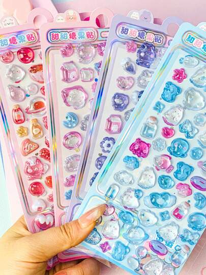 3D Stereoscopic Water-Filled Decorative Stickers, Suitable For Preschool And Children, Interactive Shaking Reward, Cartoon Stickers, Decorative Stickers, Decorative Sticker Gifts