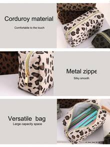 1/2 Estuche de lápices con estampado de leopardo, adecuado como regalo para 2026, hecho de tela de pana con cremallera de oro rosa. Útiles de oficina, útiles escolares, bolsa de almacenamiento de brochas de maquillaje, caja de lápices de escritorio, estuche de lápices portátil de gran capacidad, también se puede usar como bolsa de cosméticos. Ideal para estudiantes y trabajadores de oficina. Adecuado como regalo para el Día de San Valentín, Acción de Gracias, cumpleaños, temporada de regreso a la escuela, Día de San Nicolás, Epifanía. Estuche de lápices personalizable disponible. - multicolor - Ver 10