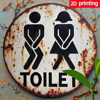 1pc Vintage Toilet Sign Wall Art - Rustic Wooden Bathroom Decor With Male & Female Icons, 19.99x19.99cm, Suitable For Home, Office, Restaurant, Bar - , Easy To Hang, No Electricity Needed, Perfect Gift For Holidays, Bathroom Decor & Supplies, Pre-Drilled Holes As Shown In Size