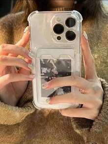 1pc2pc Transparent Card Slot Stand Phone Case Compatible With  15, 14, 13, 12, 11 Pro Max, 14 Plus, Transparent Wallet Silicone Shockproof Back Cover Waterproof Anti-Fall Scratch ResistantFOR-YOUR-BELOVED-PHONE Christmas Gifts Christmas Gifts 17 Pro Case  17 Plus Case Clear Phone Case  15 Case  16 Case - 1PC - View 3