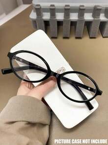 1pc Transparent Small Oval Frame Fashionable Retro Multifunctional Women's Flat Light-Weight Glasses, Suitable For Daily Wear - Clear - View 7