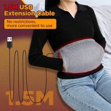 Electric Plush Heated Waist Belt, Adjustable Temperature, Provides Comfortable Warmth For Hands And Waist, Graphene Heating Pad - Grey - View 2