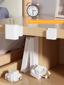 Multi-Functional Cable Organizer Clips, Desk/Wall Mounted Self-Adhesive Cable Holder, Charge/Data Cable Management, Anti- Portable Cable Clips, Charger Holder, Phone Charging Cable Clamp Hooks With Strong Adhesive - White - View 2