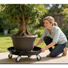 SIAMO - Caddies para plantas con ruedas gran soporte de metal resistente con ruedas platillo móvil para uso en interiores y exteriores 14 pulgadas 2 unidades color negro - como en la foto - Ver 2