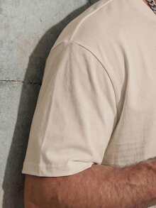 GRDR 男士复古圆领印花短袖T恤 - 杏色 - 查看 2