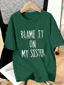 夏季男童图案印花圆领套头 T 恤 - 墨綠色 - 查看 2