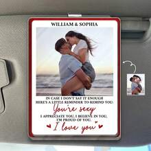 Custom Photo In Case I Don't Say It Enough Couple - Personalized Custom Shaped Acrylic Car Visor Clip - As Shown - View 6