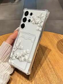 Funda protectora de silicona suave con tarjetero transparente y flor de magnolia pintada, compatible con iPhone 17/17 Pro/17 Pro Max/16/11/16 Pro/16 Plus/16 Pro Max/16e/15 Pro Max/13/14/12/XS/XR/7G/8P, compatible con Samsung Galaxy S25/S25 Plus/S25 Ultra/A16/A36/A26/A56/A50 [Versión internacional, no doméstica] - Multicolor - Ver 2