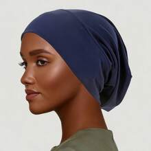YPGVUO 1PC Solid Color Hijab Undercap, Soft Stretch Elastic Inner Cap, Wrinkle Back Design Headscarf Base Cap For Daily Wear & Ramadan(Runs Large) - A - View 7