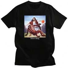 Vintage T Shirts Funny Jesus Play Basketball T-Shirt Christian Faith Tee Women Men Religion Tops Religious Easter Clothing Men's Clothing Best Gift, Patterned Short Sleeve T-Shirt Graphic T Shirt - 黑色 2 - 查看 7