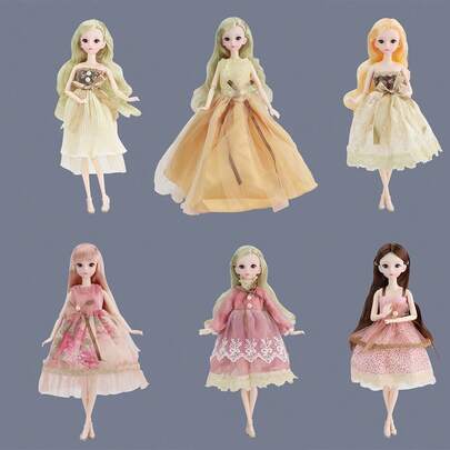 Muñeca princesa de 11.8 pulgadas con vestido elegante, cabello largo y liso, 11 articulaciones móviles, juguete de moda para niñas, regalo de vacaciones para niños