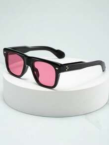 1 pieza Gafas de moda minimalistas de montura grande y cuadrada, estilo retro, unisex, adecuadas para conducir, viajar, uso casual y diario - Multicolor - Ver 12