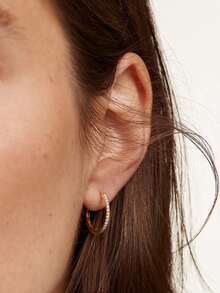 Bông tai khoen tròn cỡ trung sang trọng, thanh lịch bằng bạc Sterling 925, đính đá Cubic Zirconia, kiểu dáng thời trang dành cho nữ. - Bông tai vòng Zircon - Xem 7