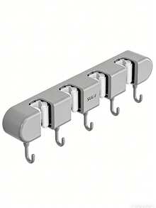 1pc Wall Mounted Mop & Broom Holder, 3/4" Multi-Function Wall Mounted Mop Clip, Hole-Free Mop Fixing Hook With Strong Adhesive, Bathroom Wall Mounted Storage Solution, Heavy Duty Tool Hanger - Multicolor - View 7