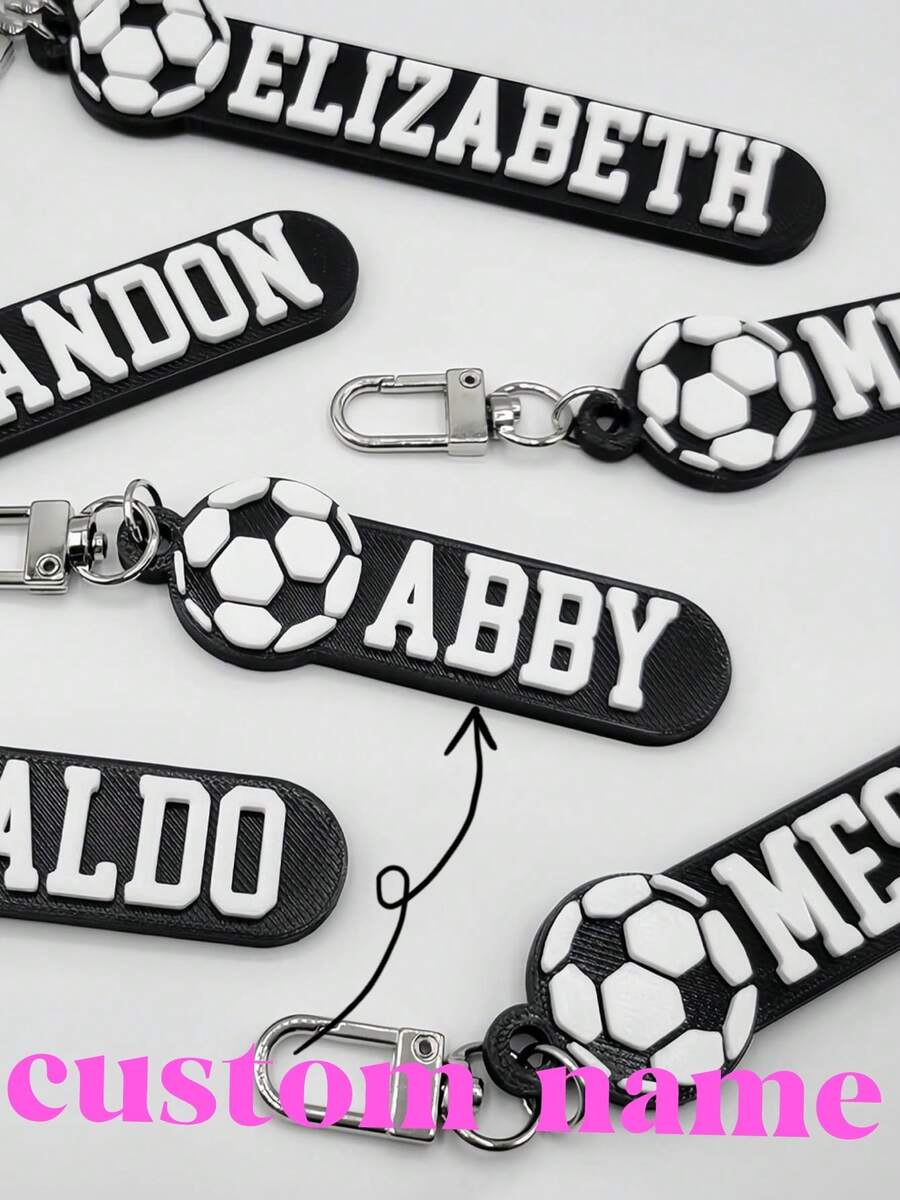 Personalisierter Fußball Schlüsselanhänger: 3D gedruckter Kunststoff-Anhänger - Verschiedenfarbig - Übersicht 1