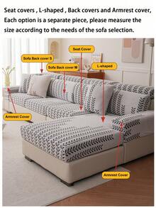 1pc Leaf Swaying Flannel 3-Seater Chaise Sofa Cover, Elastic Full Wrap Protective Slip Cover, Anti-Slip Anti-Scratch, Suitable For 1/2/3/4 Seater Sofa In Living Room, All Seasons - Black - View 9