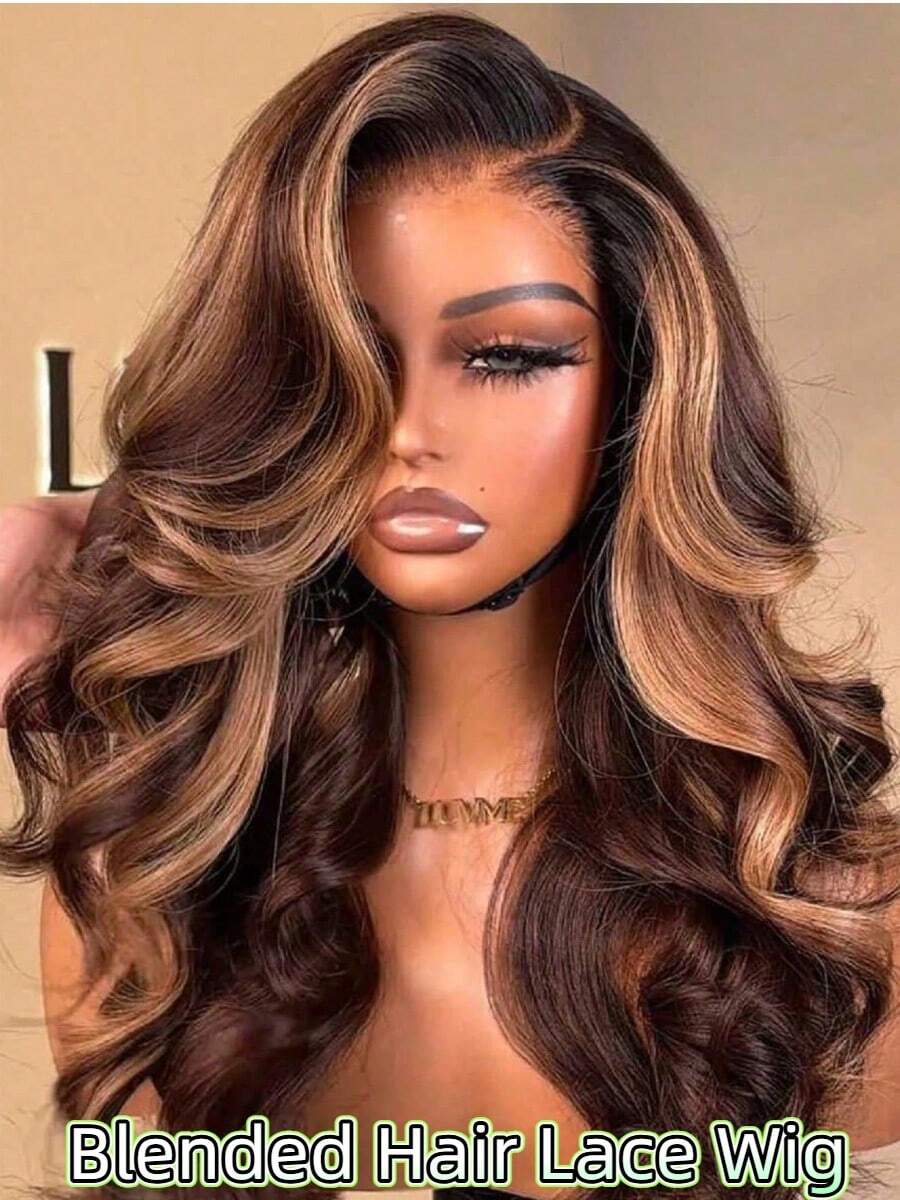 13*3波浪形蕾丝前假发，22-26英寸，波浪形蕾丝前合成假发，耐热