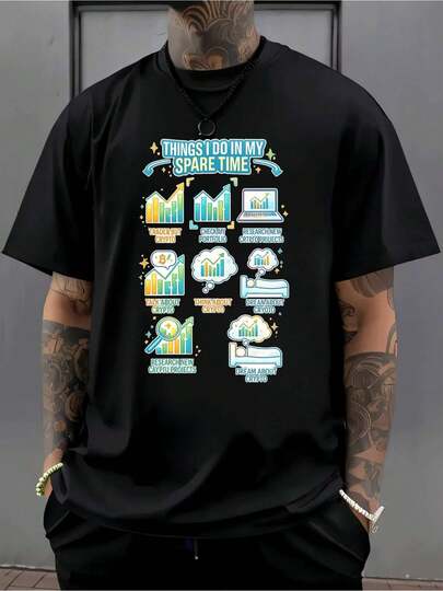 Maglietta grafica divertente Crypto Trader, primavera, scollo tondo, vestibilità comoda, street hip-hop, vestibilità comoda, design grafico