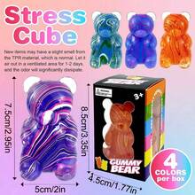 12 Peças Brinquedo Macio e Texturizado com Desenho de Urso de Goma e Bola de Doce Coloridos, Brinquedo para Alívio de Ansiedade e Melhora da Atenção, Brinquedo de Aperto Recheado com Açúcar de Malte, Jogo Sensorial, Bola de Aperto para Alívio de Estresse, Lembrancinhas de Festa, Brinquedos Sensoriais Fidget para Adultos e Crianças, Bola de Aperto Lenta de Alívio de Estresse - Padrão de fluxo - Visão 3