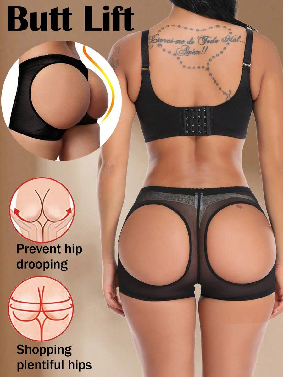 Butt Lifter Body Shaper Bum Lift Pants Buttocks Enhancer Shorts Booty Shapewear - Negro - Ver 1