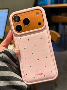 Funda de teléfono suave y resistente a los golpes con estampado de lunares coloridos y pantalla completa, compatible con iPhone 17Promax, 16Promax, 17Pro, Pro 16, 17, 15, 14, 13 Pro Max, 17Air. Diseño de lujo con textura de piel de lichi, cubierta trasera encantadora y antideslizante. - Puntos de colores - Ver 3