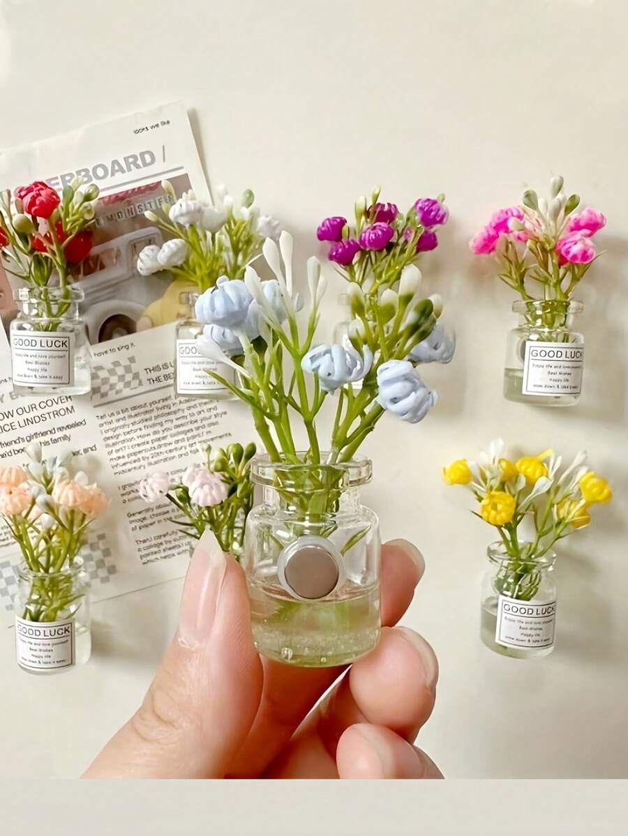 时尚3D花束造型冰箱贴，3D艺术磁性贴纸，可爱创意冰箱贴，可放置纪念礼物、教师节家居装饰、软萌玩具、毕业典礼墙面装饰、婚礼生活用品、派对房间必备装饰、母亲卧室用品、2026旅行礼物、节日感恩礼物