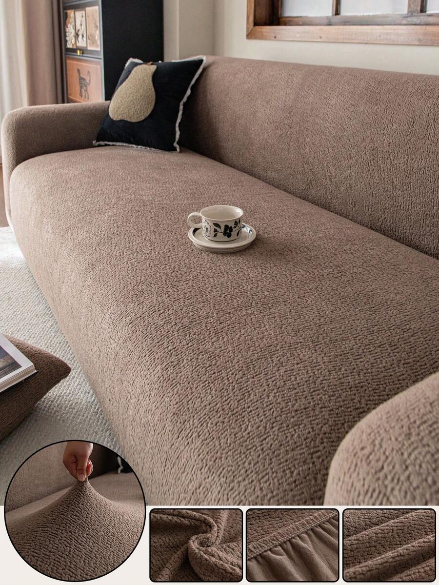 1 tấm bọc ghế sofa màu trơn cổ điển, độ co giãn cao, chống bụi bẩn, có thể giặt máy/giặt tay, bảo vệ đồ nội thất, phù hợp cho mọi mùa, vừa với ghế sofa 3/4 chỗ ngồi (có nhiều kích cỡ khác nhau) - màu nâu - Xem 1