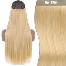 Clip-In Natural Hair Extension, Long Straight Synthetic Hairpiece, Blonde, Black, Mixed Color, Fake Hairpiece For Women HKQE - Coral Orange - View 12