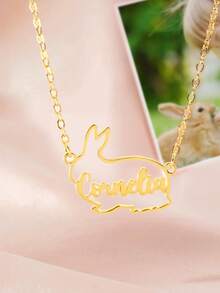 Collar de conejo personalizado con nombre, colgante de conejo lindo, collar de la suerte exquisito, adecuado como regalo de Pascua para amantes de los animales - Conejo multicolor - Ver 5