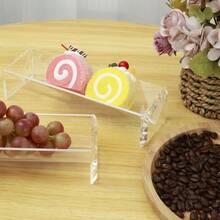 1个/2个亚克力饼干托盘，透明马卡龙展示托盘，长方形多功能饼干架，适用于家庭聚会食品展示 - 彩色 - 查看 2
