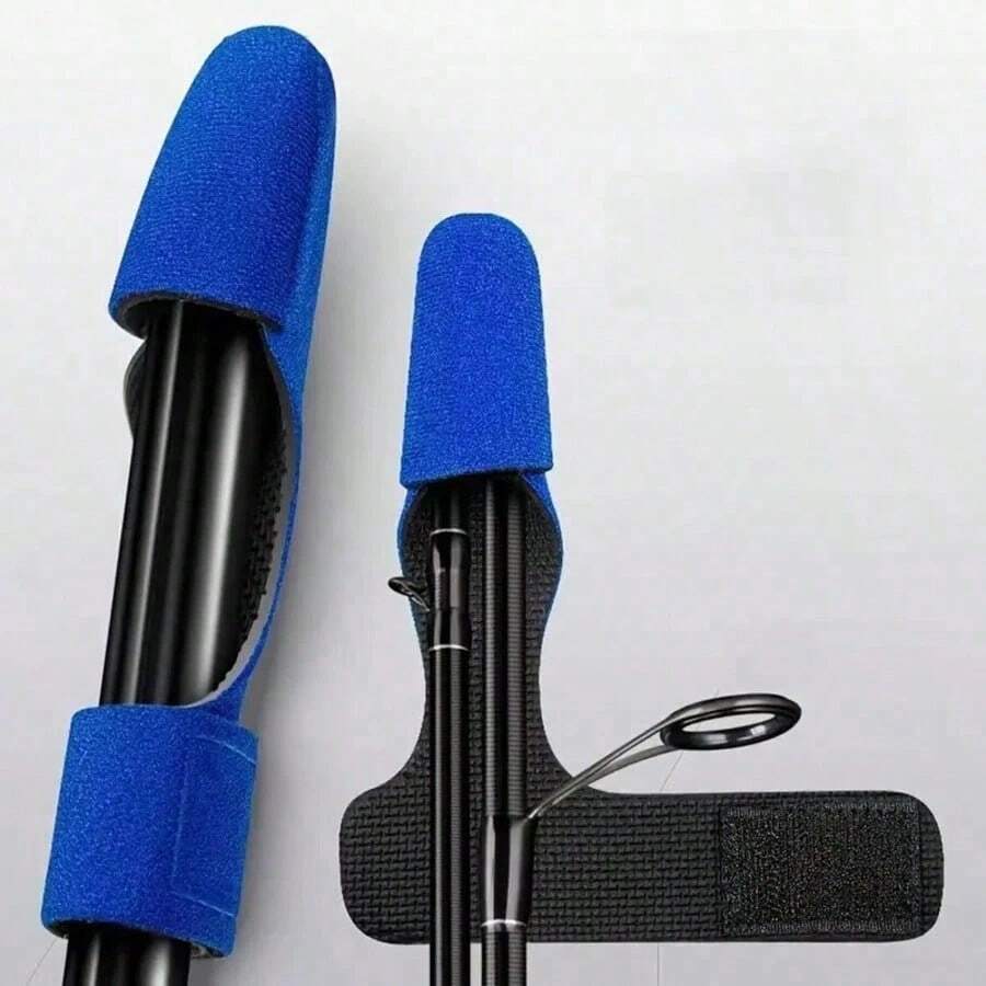 2pcs/Set Rubber Fishing Rod Sleeve Combo, Elastic Rod Tip Protector, Multi-Directional Winding, Outdoor Fishing Accessory, Storage Strap