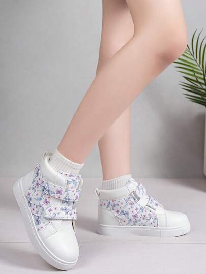 Giày thể thao thời trang nhẹ cho trẻ em, giày sneaker cổ trung cho bé gái in hình bướm, đế mềm mại, thoải mái, thích hợp cho trẻ em từ 14 tuổi trở xuống.
